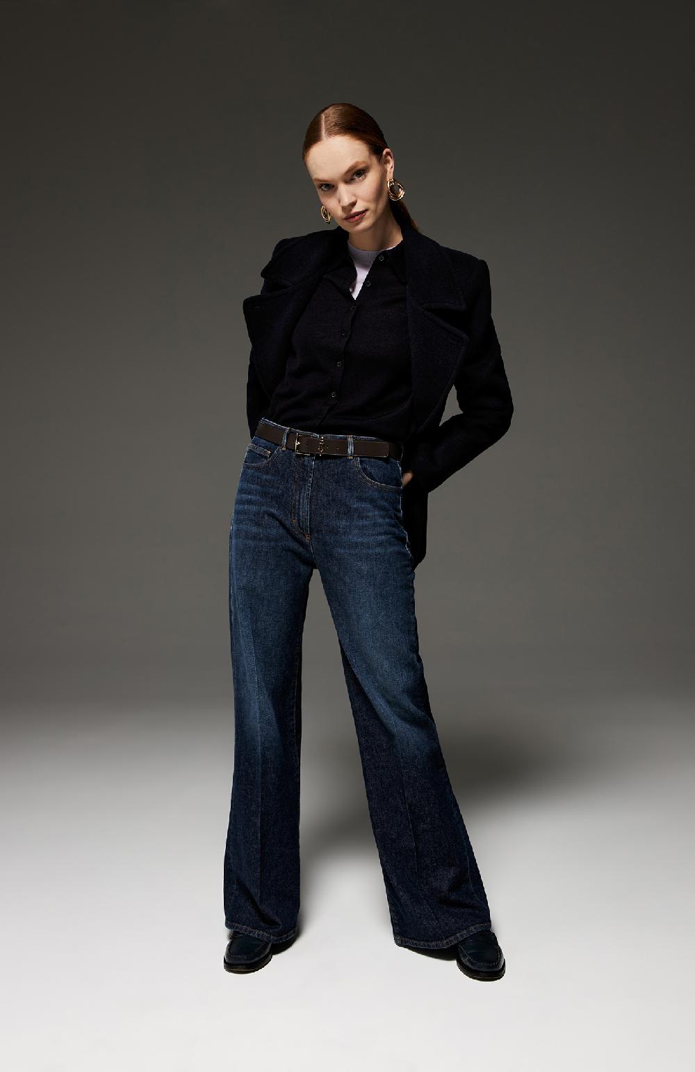 Seventy Jeans lunghi a vita alta in denim washed - Col. Blu Sottocosto