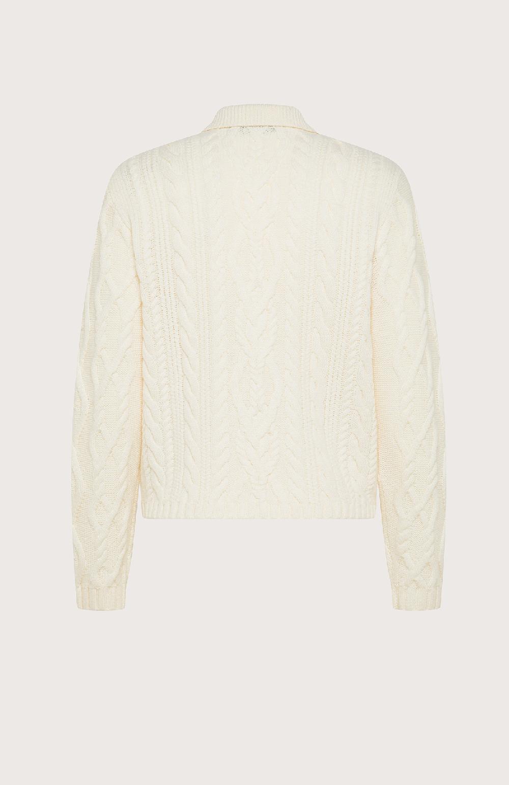 Seventy Cardigan a trecce con colletto in punto norvegese - Col. Neutro Italia