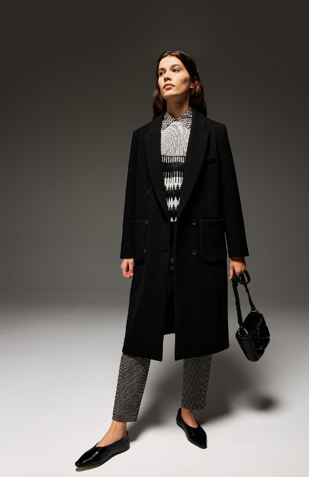 Seventy Cappotto doppiopetto in misto lana bistretch - Col. Nero Fornitura limitata
