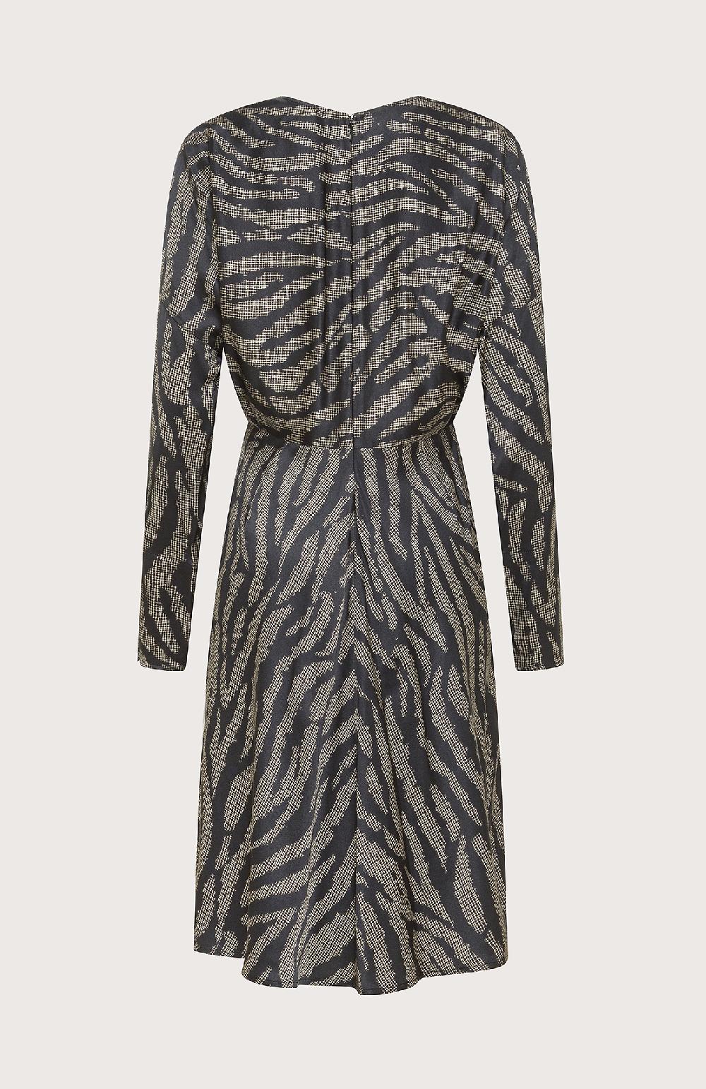 Seventy Abito midi con scollo a V animalier - Col. Nero Offerta Giorno del Papà
