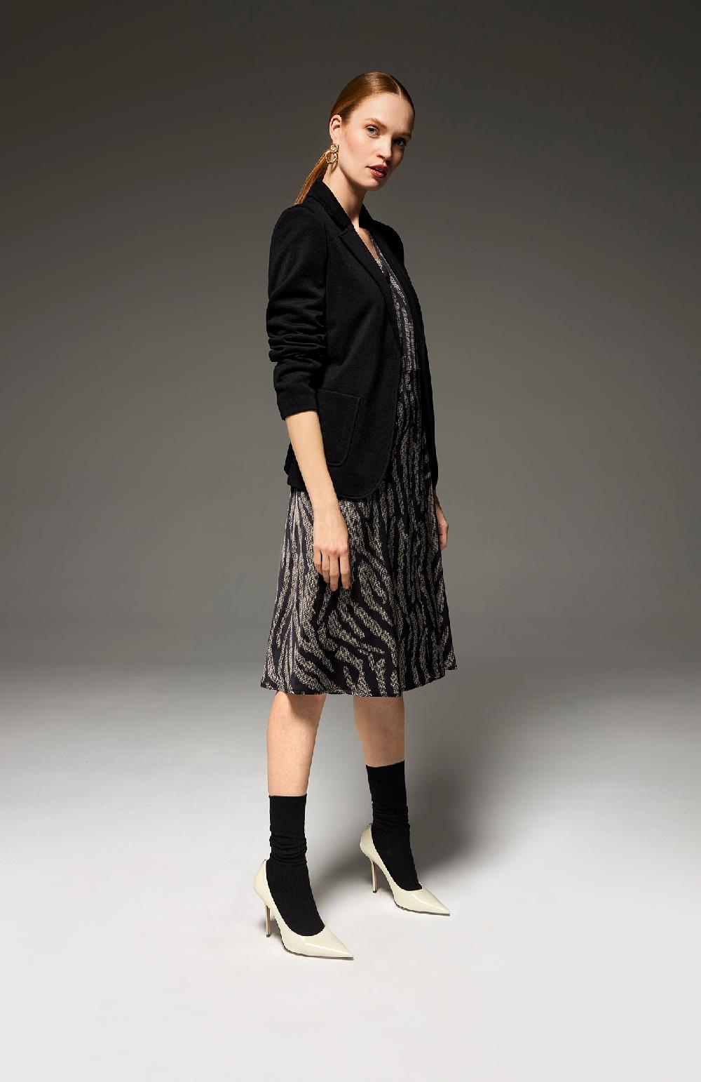 Seventy Abito midi con scollo a V animalier - Col. Nero Offerta Giorno del Papà