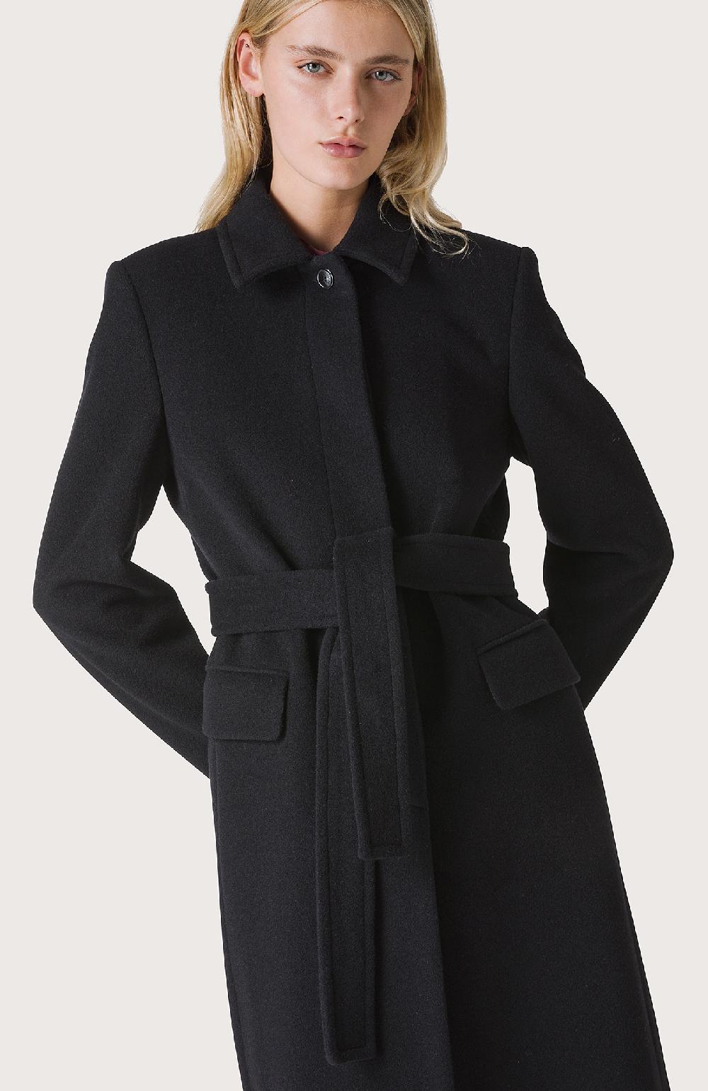 Seventy Cappotto con cintura - Col. Nero Vendita calda