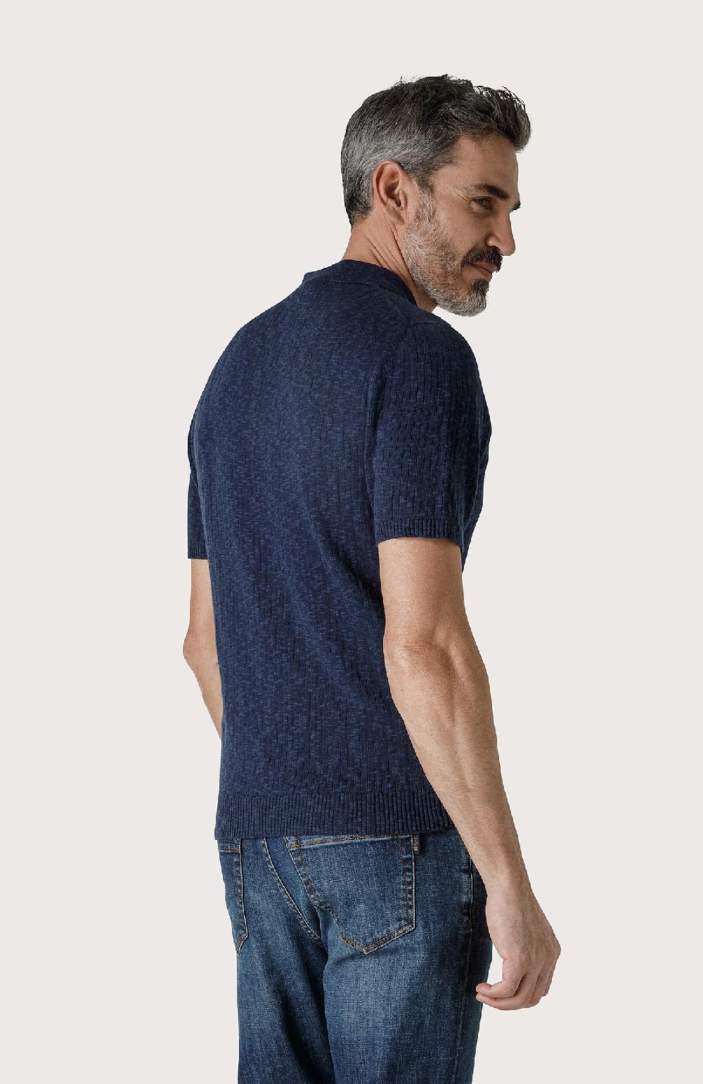 Seventy Polo fiammata con dettagli a coste - Col. Blu Offerta settimanale