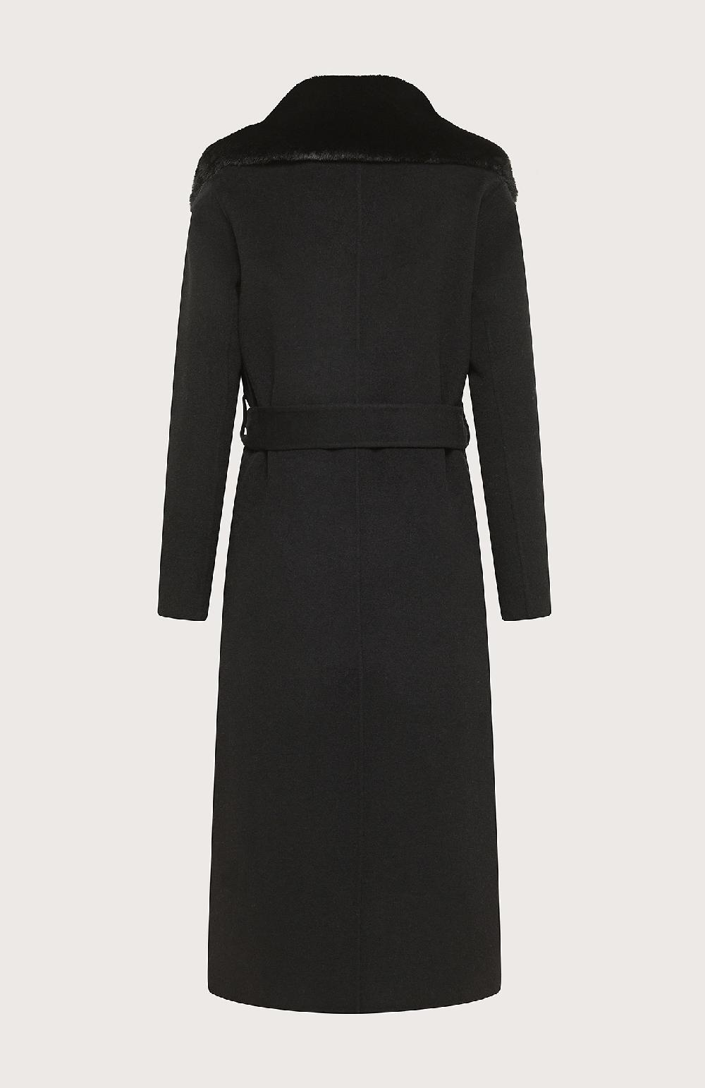 Seventy Cappotto stile vestaglia in panno double con collo in ecopelliccia - Col. Nero 50% di sconto per tempo limitato