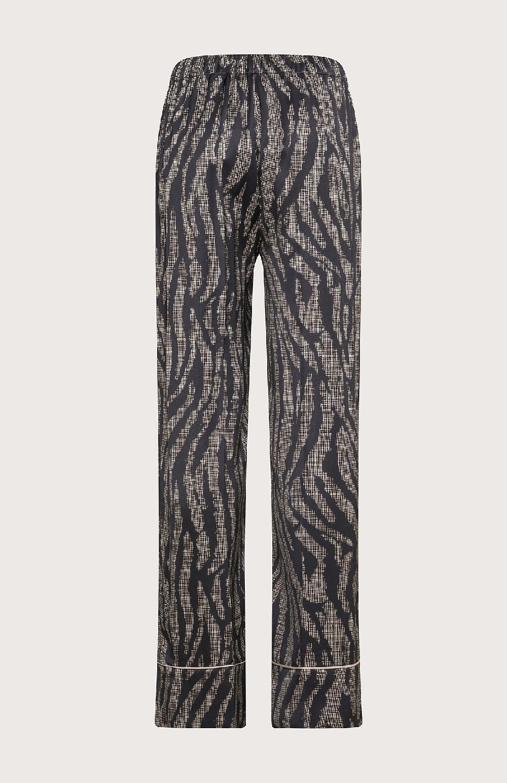Seventy Pantalone stile pajamas in raso di viscosa fluido stampa animalier - Col. Nero Italy