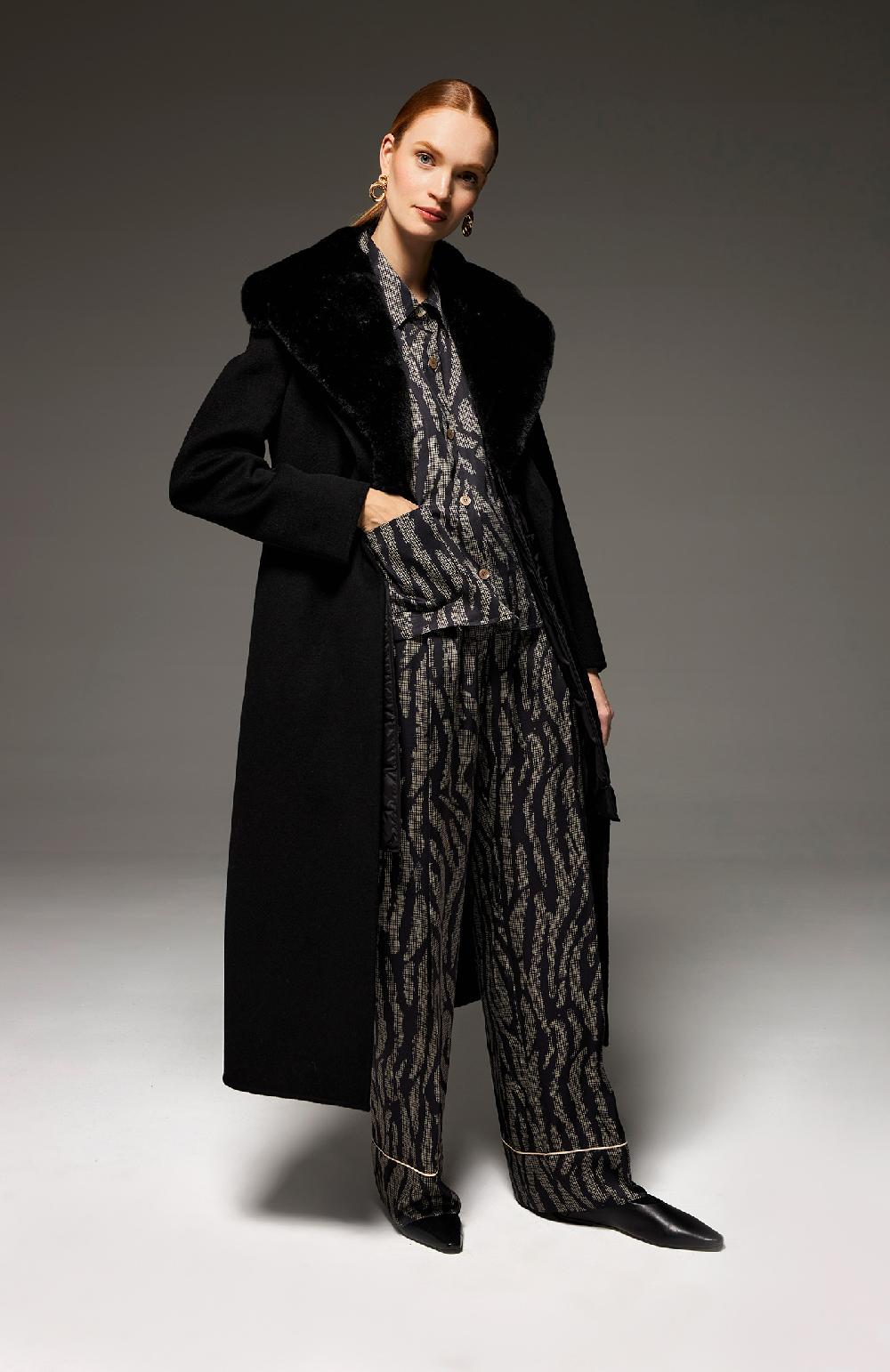 Seventy Pantalone stile pajamas in raso di viscosa fluido stampa animalier - Col. Nero Italy