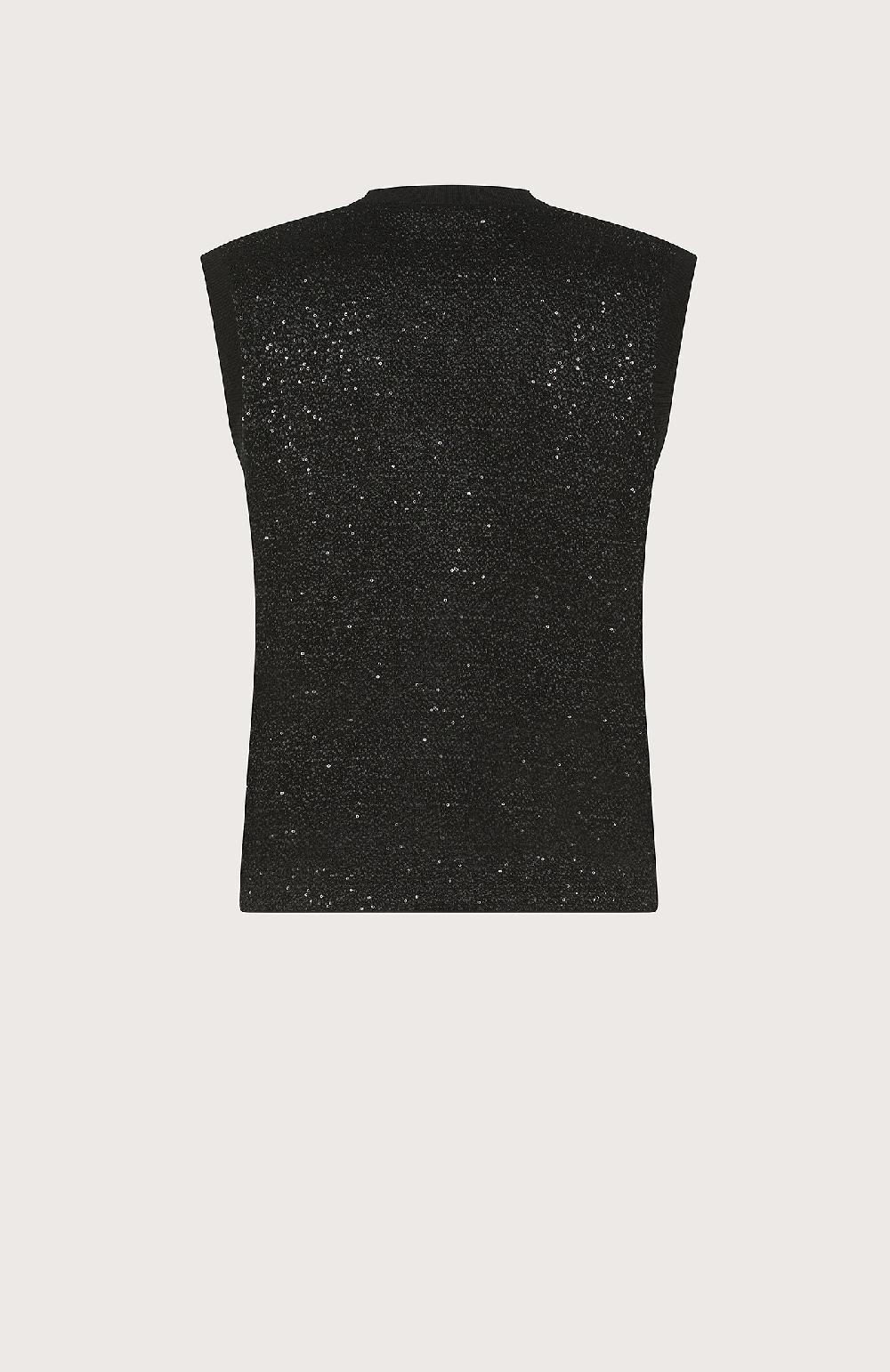 Seventy Girocollo in maglia senza maniche con paillettes - Col. Nero Nuovo