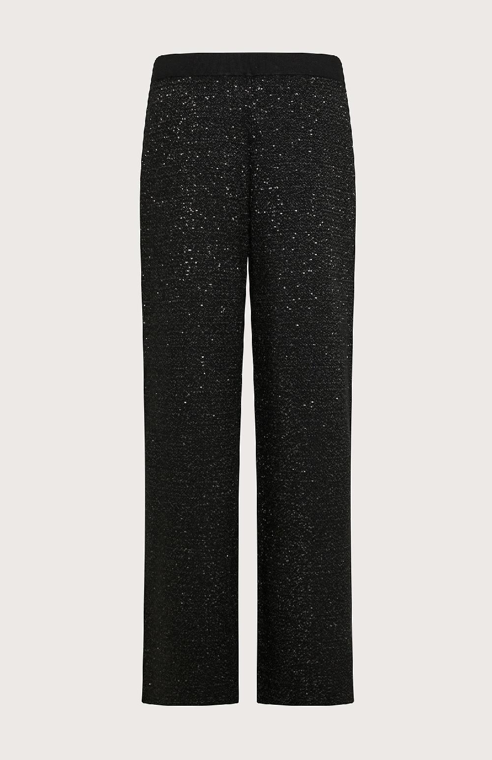 Seventy Pantalone dritto in maglia con paillettes - Col. Nero Qualità