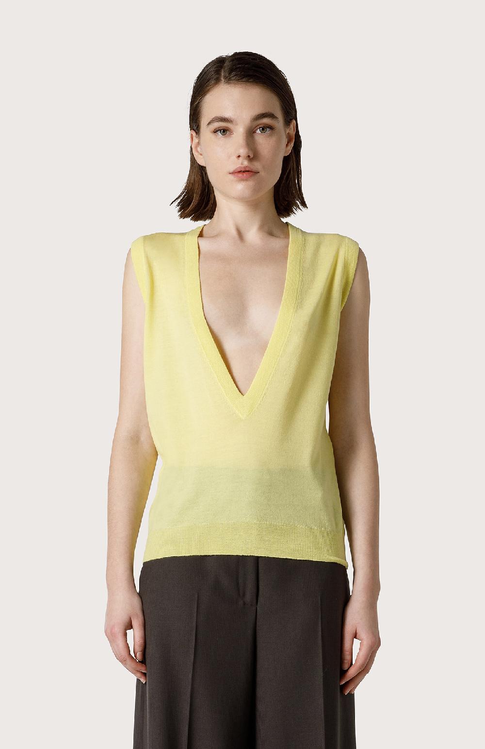 Seventy Gilet in merinos sottile - Col. Giallo Consegna Veloce
