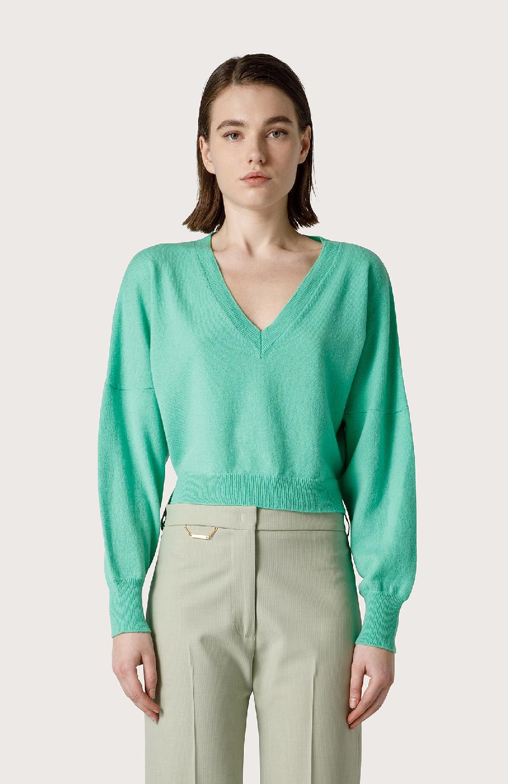 Seventy Maglia in misto cashmere collo a V - Col. Verde Promozione Limitata