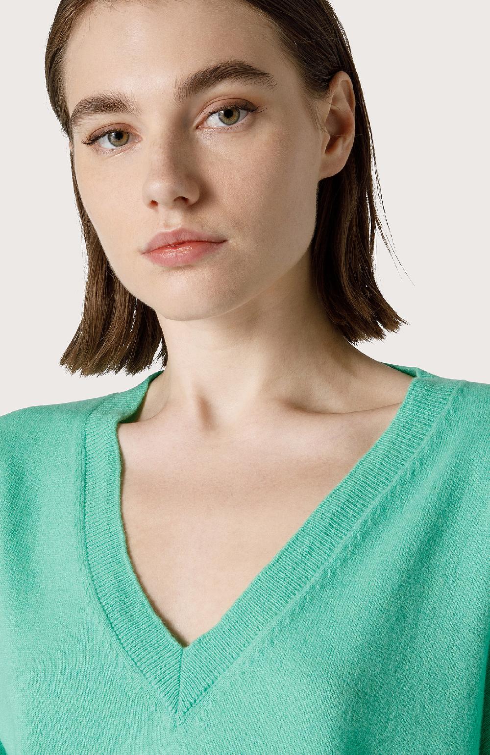 Seventy Maglia in misto cashmere collo a V - Col. Verde Promozione Limitata