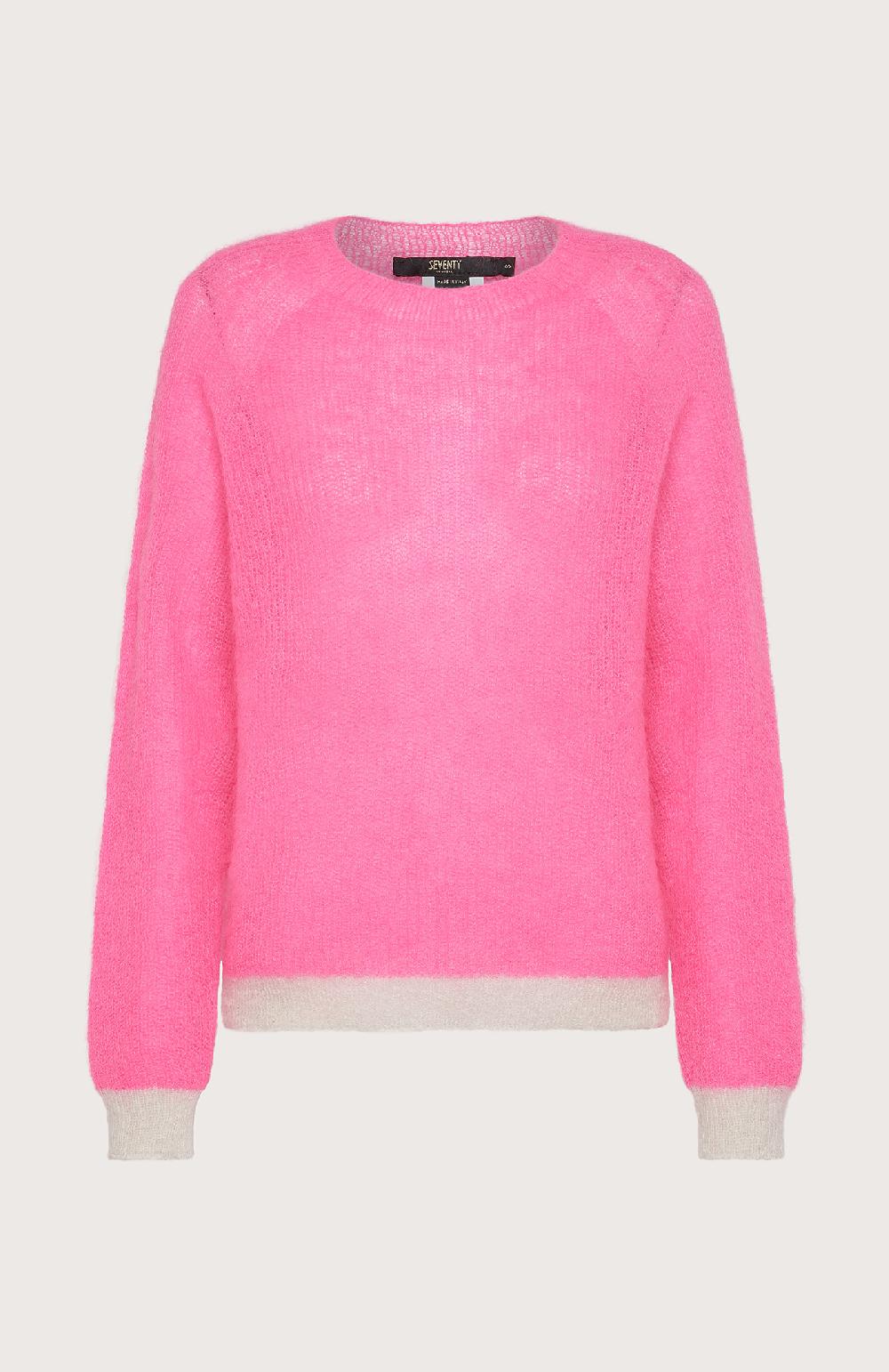 Seventy Maglia girocollo con fondi a contrasto - Col. Rosa Sconto