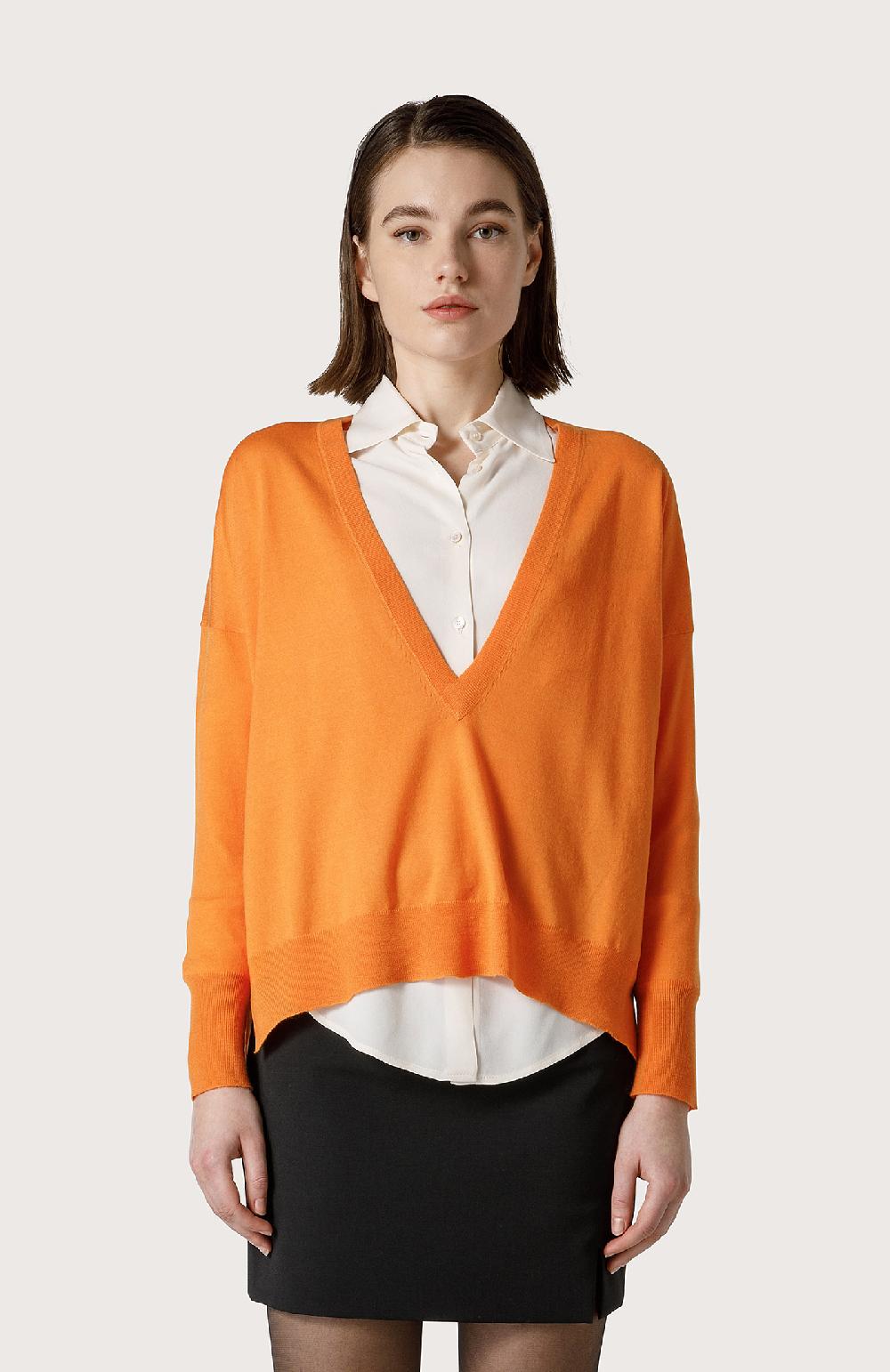 Seventy Maglia con ampio scollo a V - Col. Arancione Online