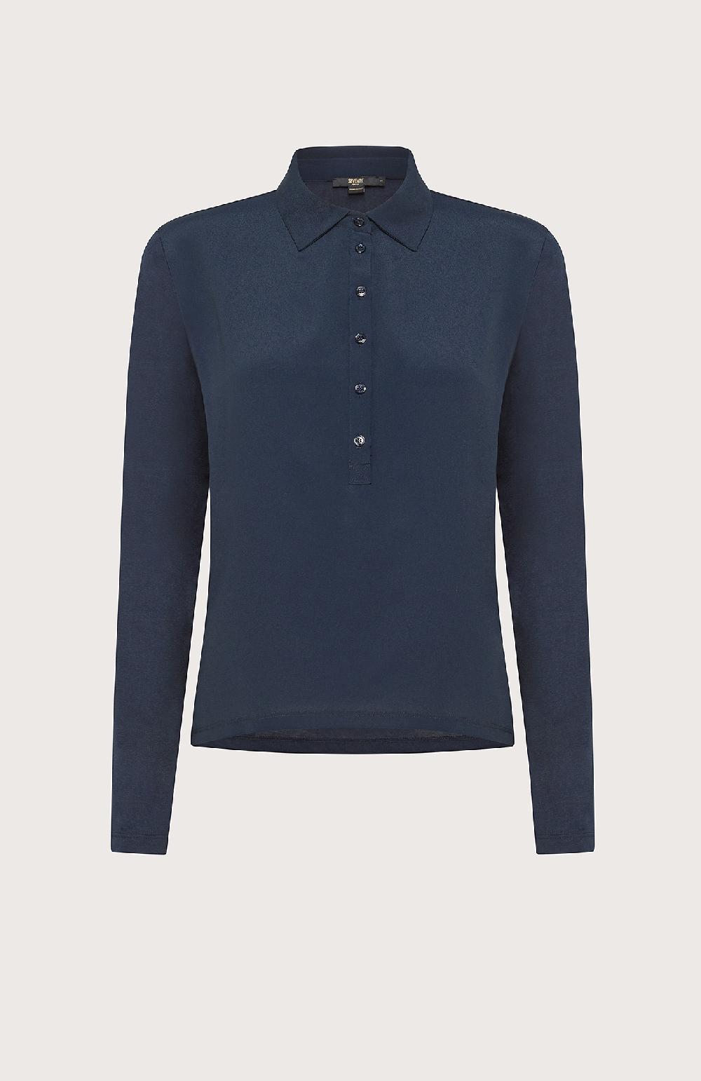 Seventy Polo slim fit bimateriale - Col. Blu