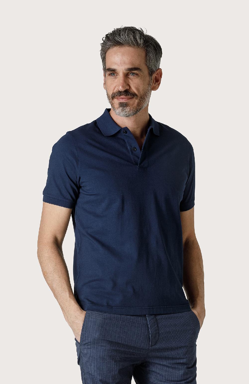 Seventy Polo stretch a due bottoni - Col. Blu Online Outlet