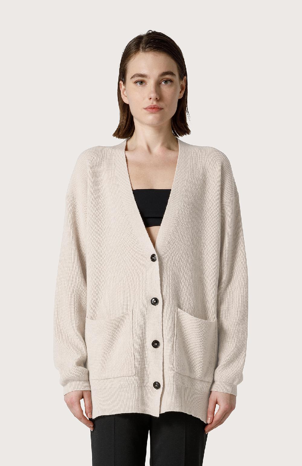Seventy Cardigan over in misto cashmere - Col. Bianco Liquidazione