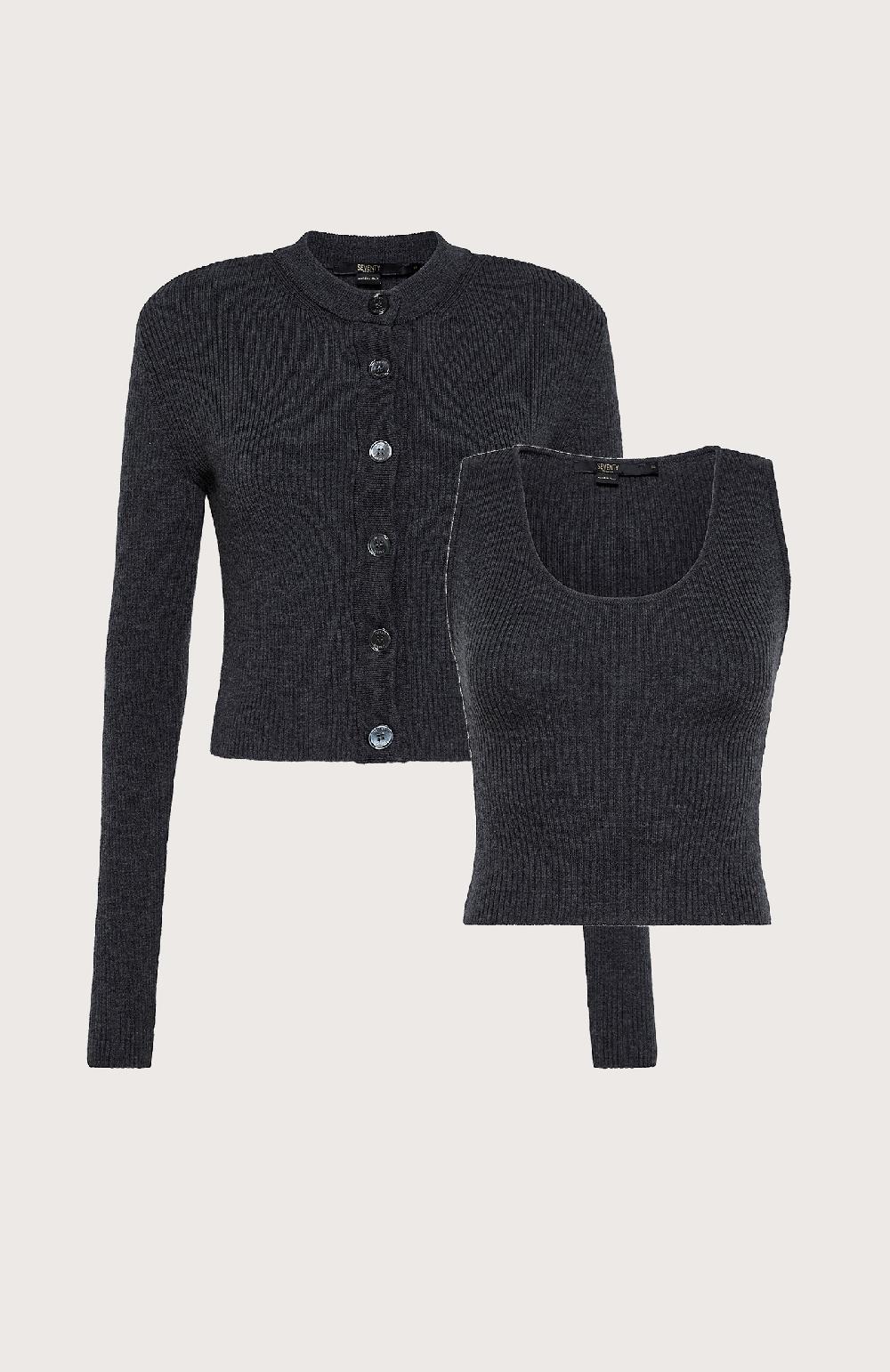 Seventy Twin set in pura lana - Col. Grigio Fino al 55% di sconto