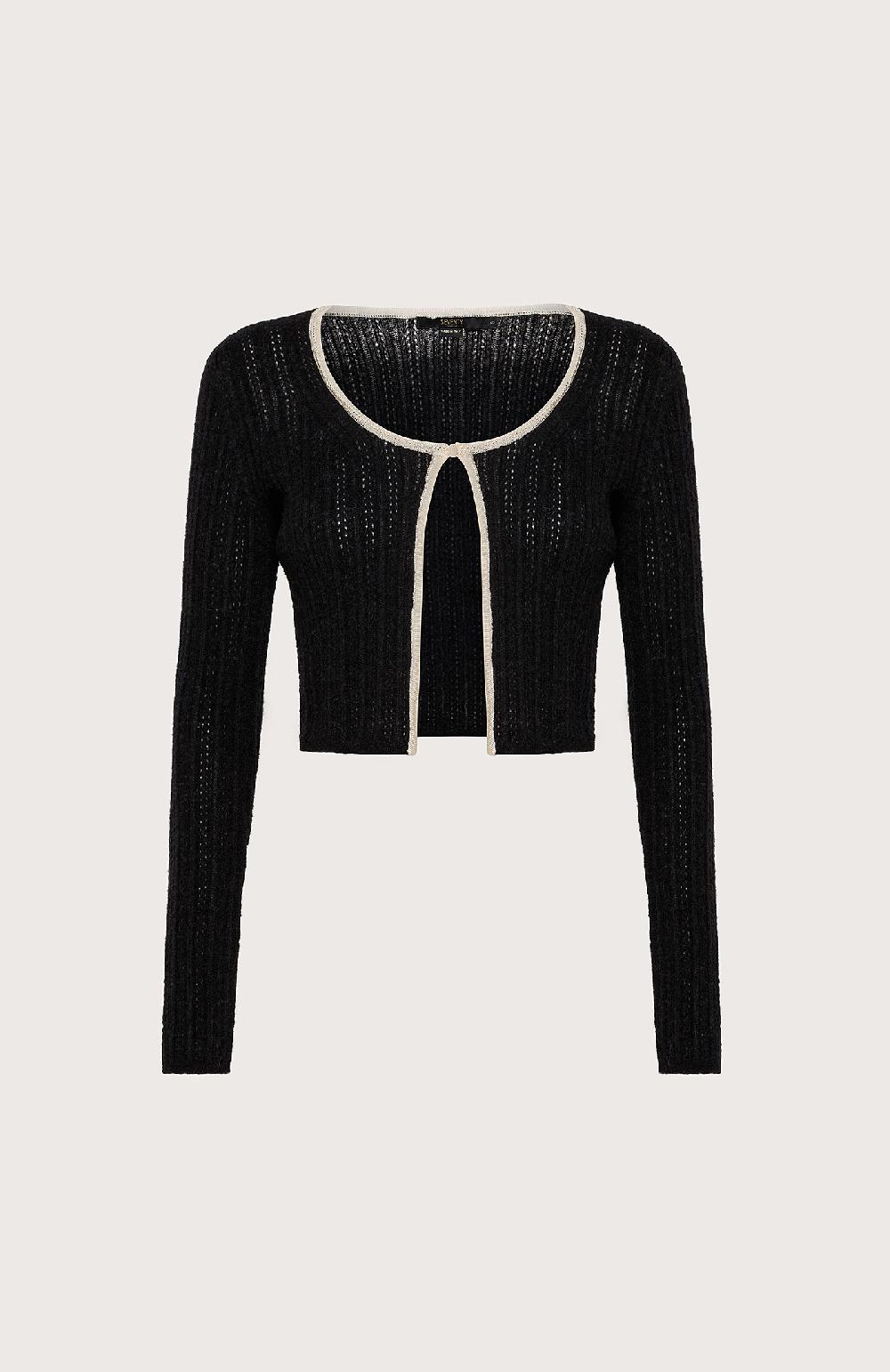Seventy Cardigan crop in alpaca - Col. Nero 50% di sconto con spedizione gratuita