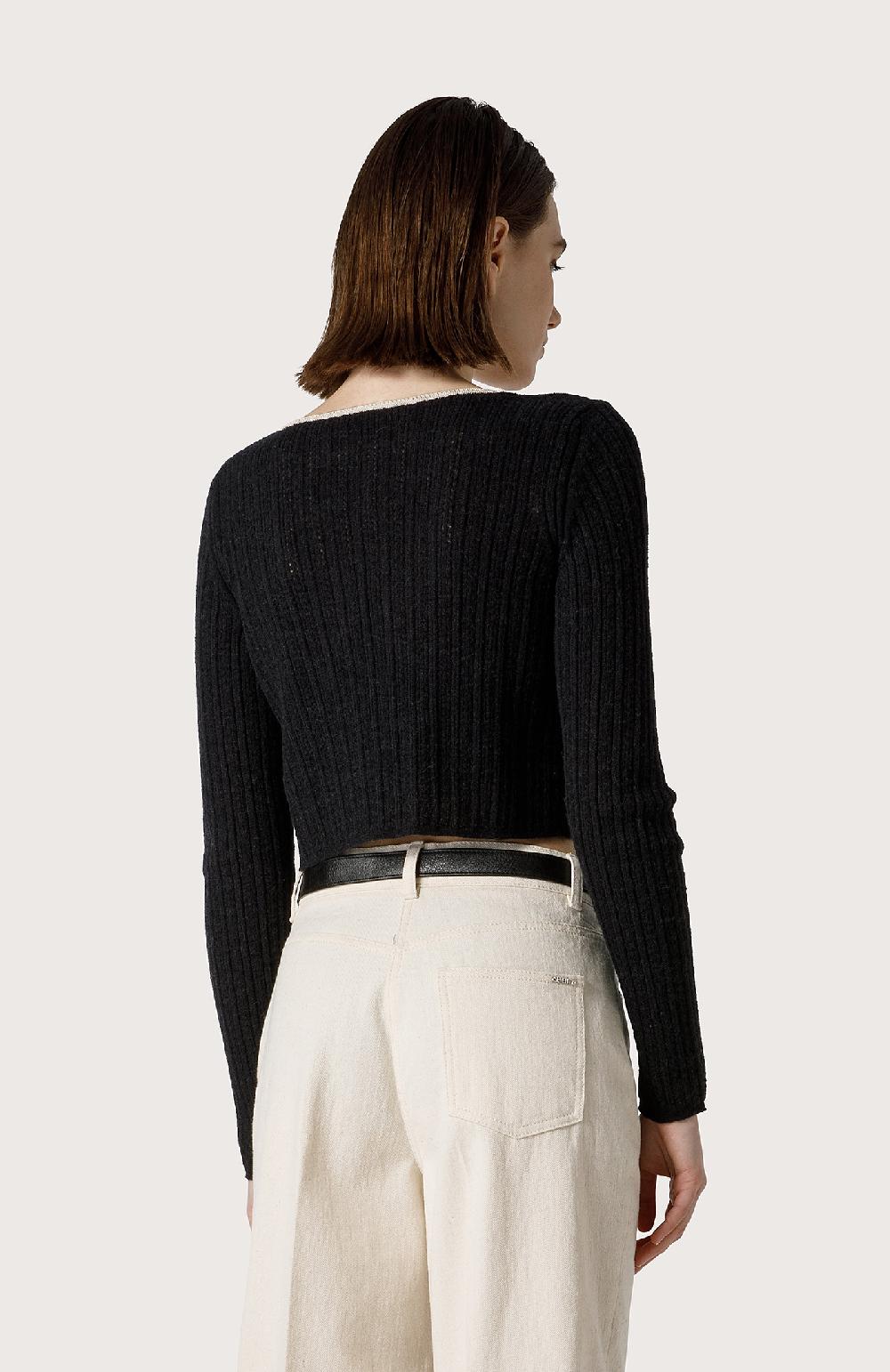 Seventy Cardigan crop in alpaca - Col. Nero 50% di sconto con spedizione gratuita