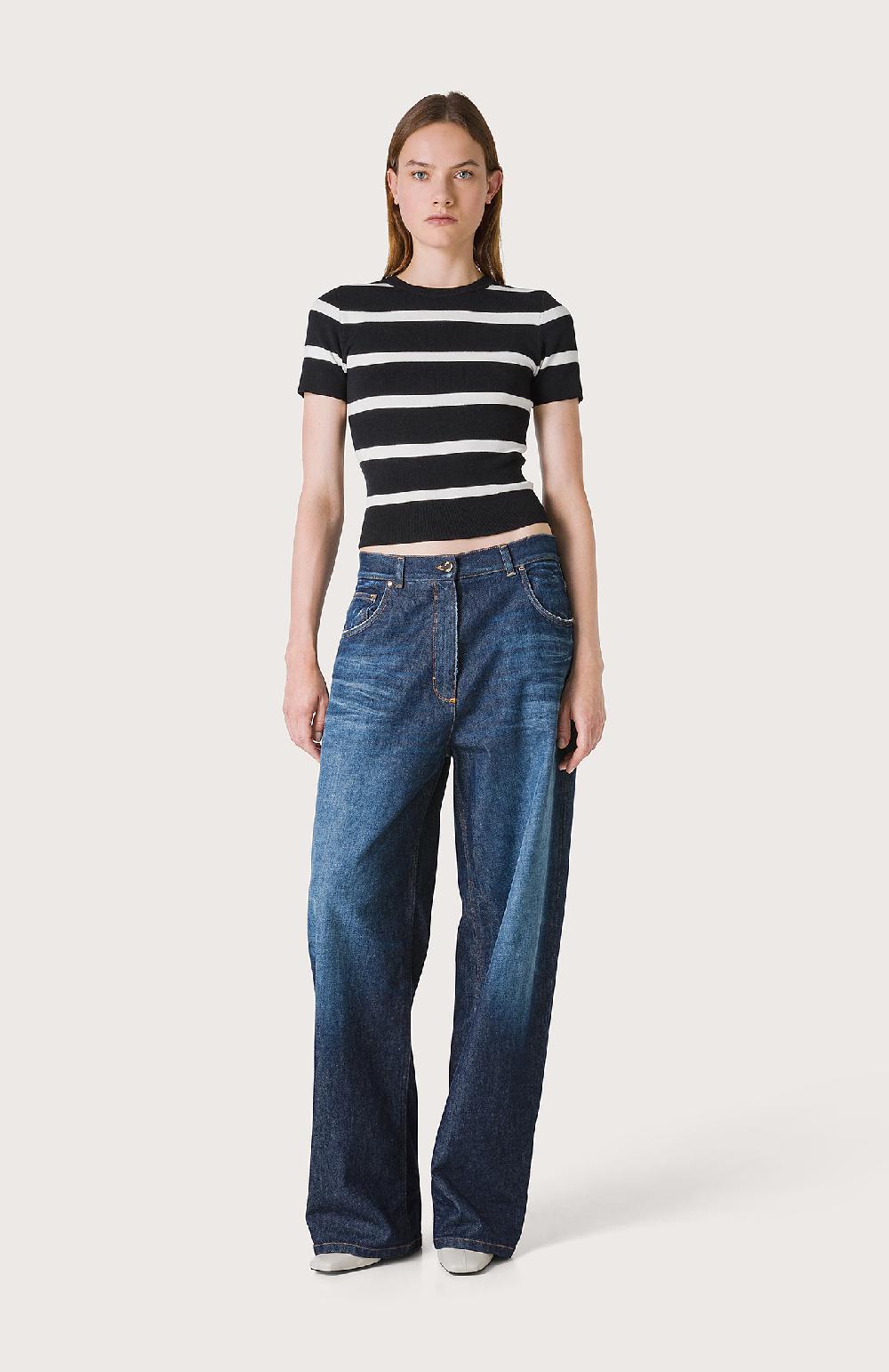 Seventy T-shirt a righe - Col. Nero