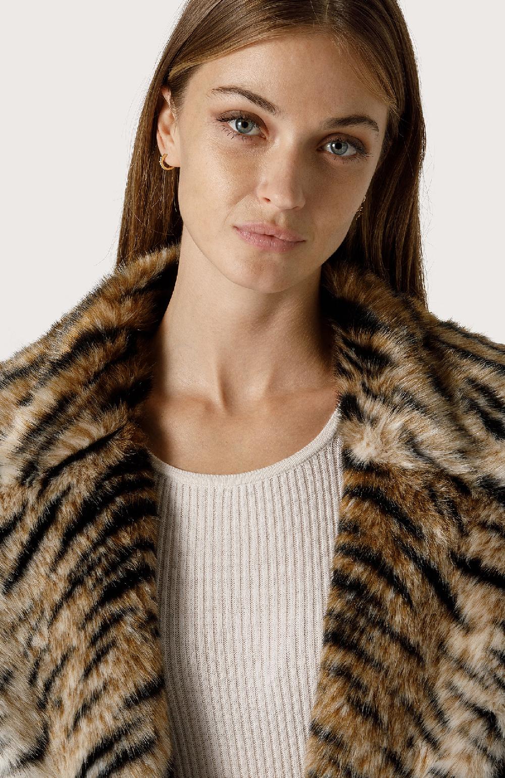 Seventy Cappotto in eco pelliccia animalier - Col. Marrone Qualità