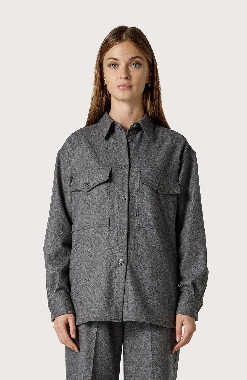 Seventy Over shirt in flanella di lana - Col. Grigio Black Friday Prezzi