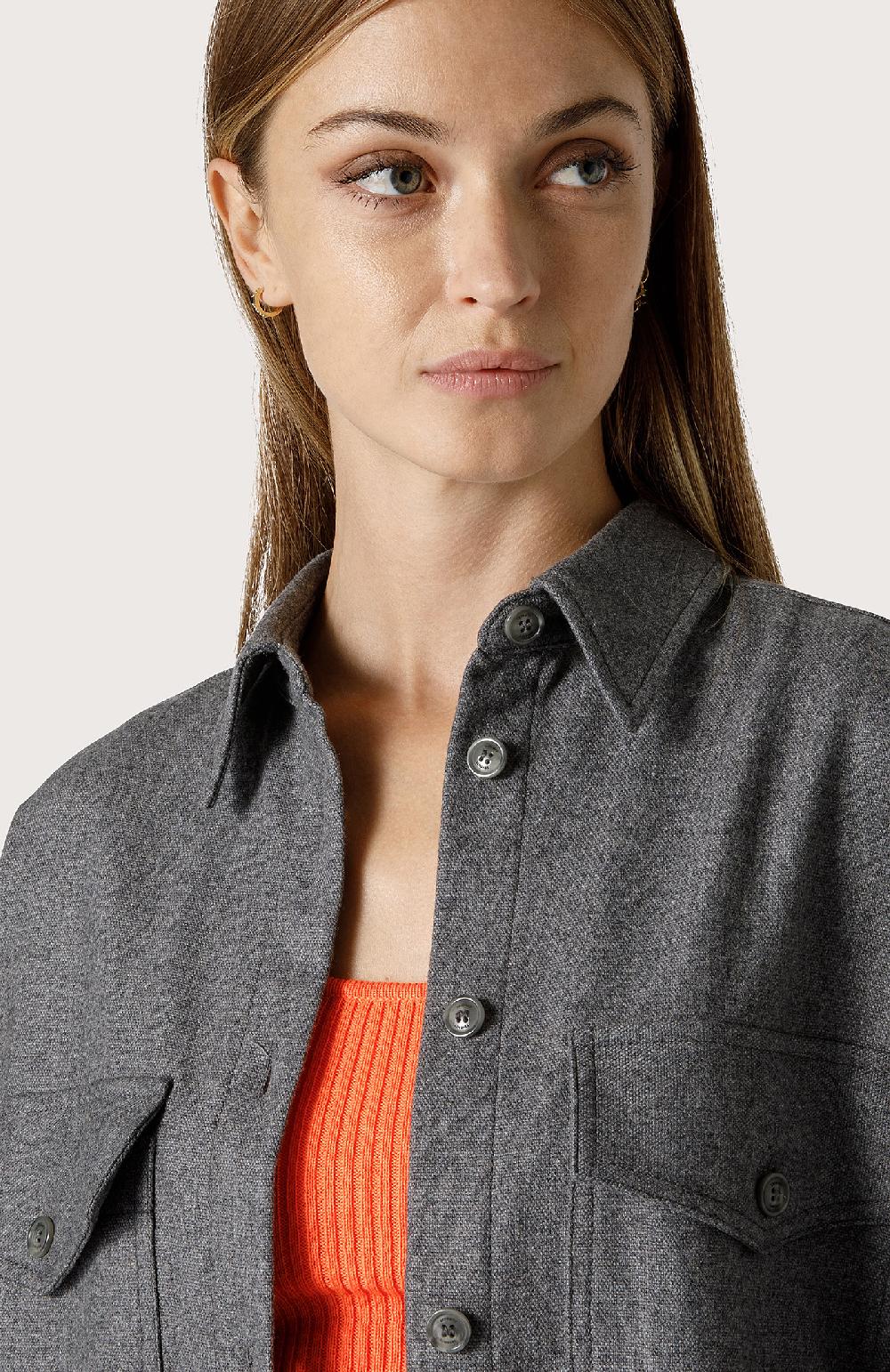 Seventy Over shirt in flanella di lana - Col. Grigio Black Friday Prezzi