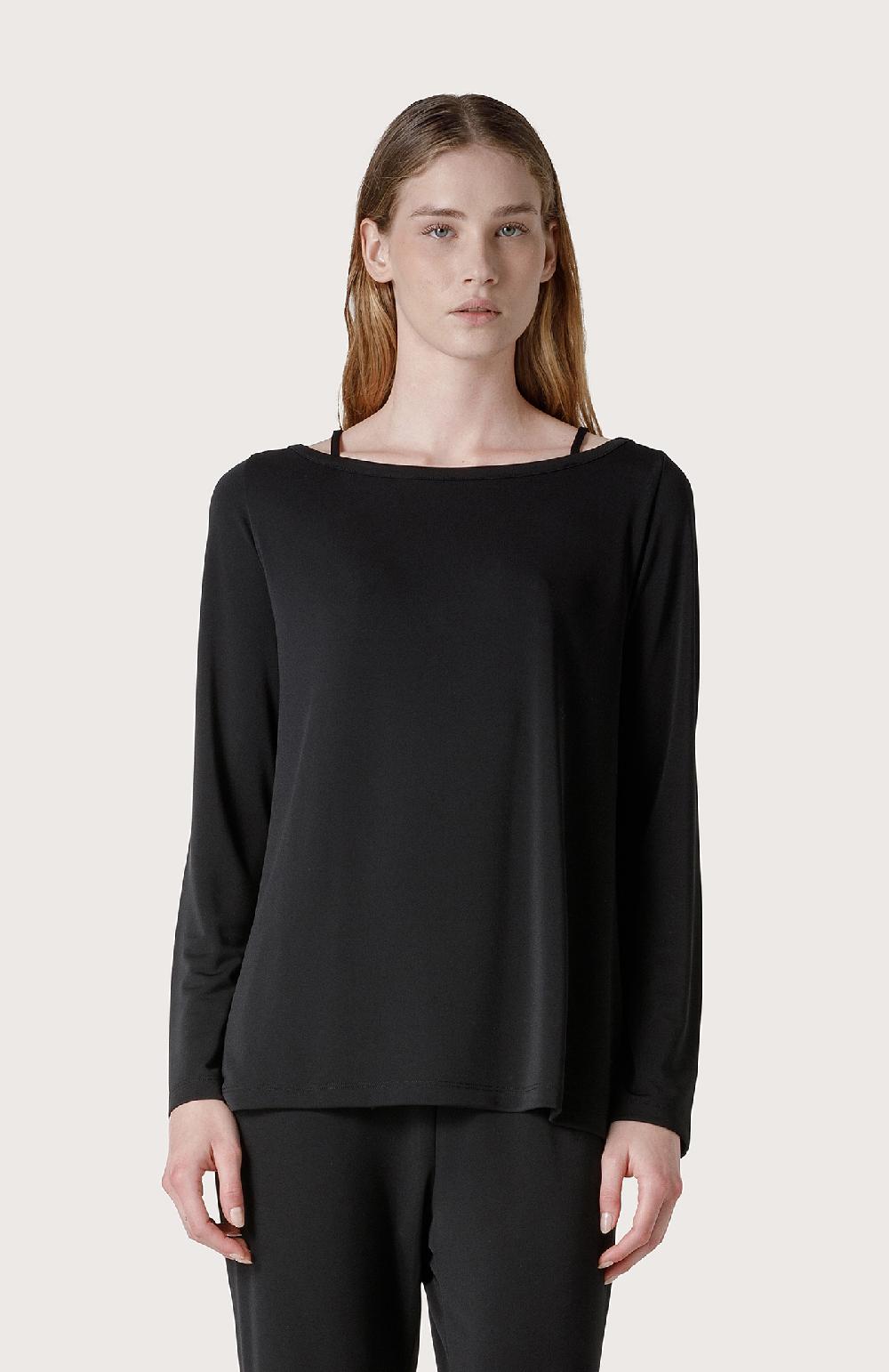 Seventy Maglia a maniche lunghe scollo barchetta - Col. Nero 2025