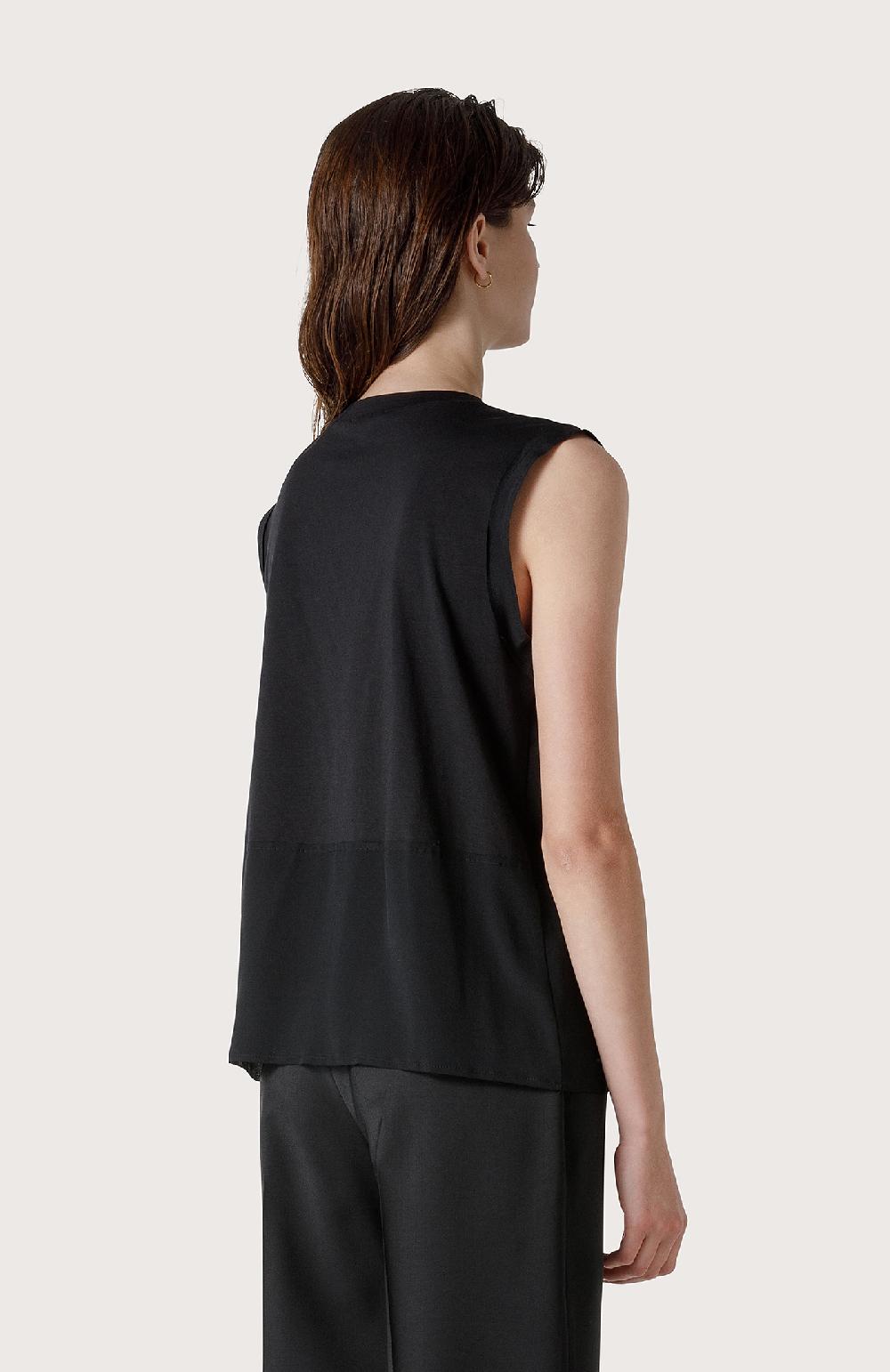 Seventy Maglia smanicata con ricamo di strass - Col. Nero Italy