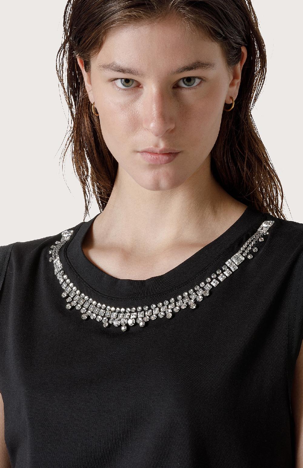 Seventy Maglia smanicata con ricamo di strass - Col. Nero Italy