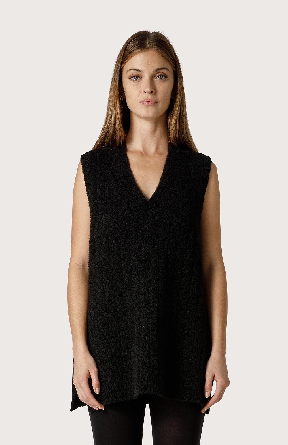 Seventy Gilet in filato bouclé - Col. Nero Nuovo