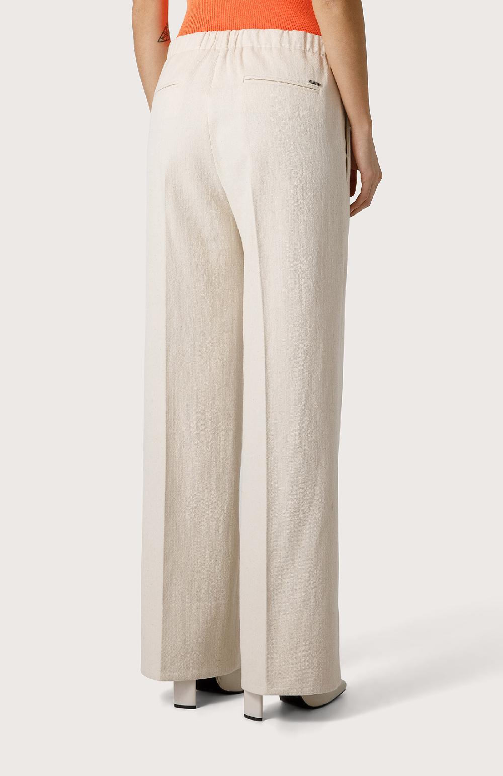 Seventy Pantalone in bull di misto lana - Col. Bianco Consegna Veloce