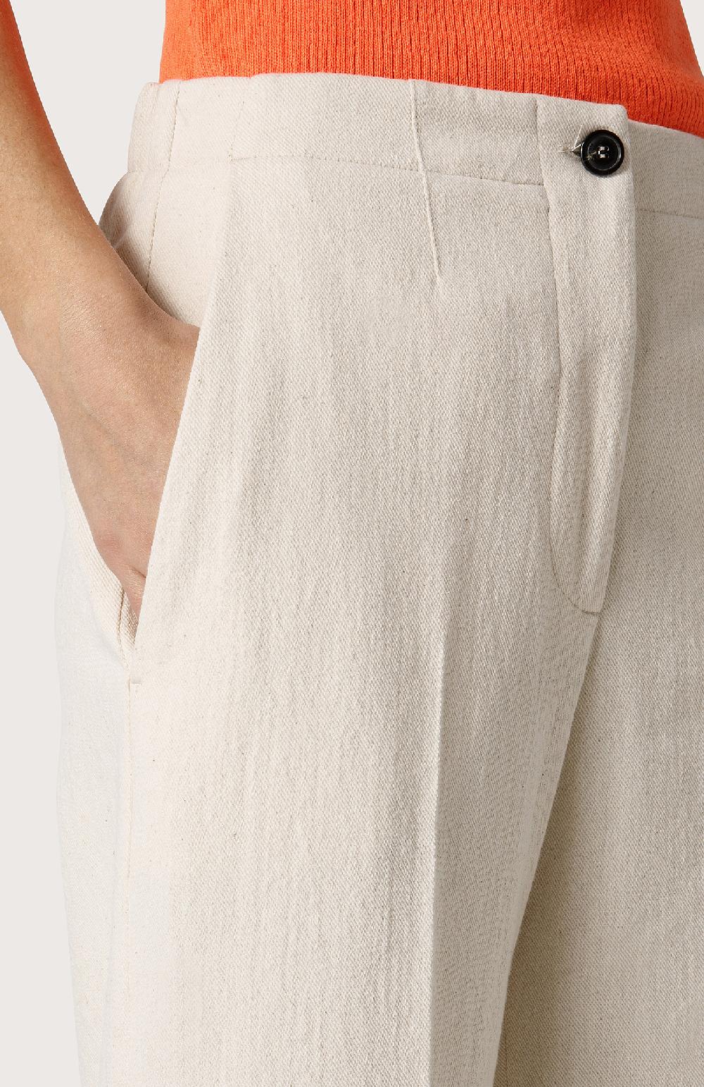 Seventy Pantalone in bull di misto lana - Col. Bianco Consegna Veloce