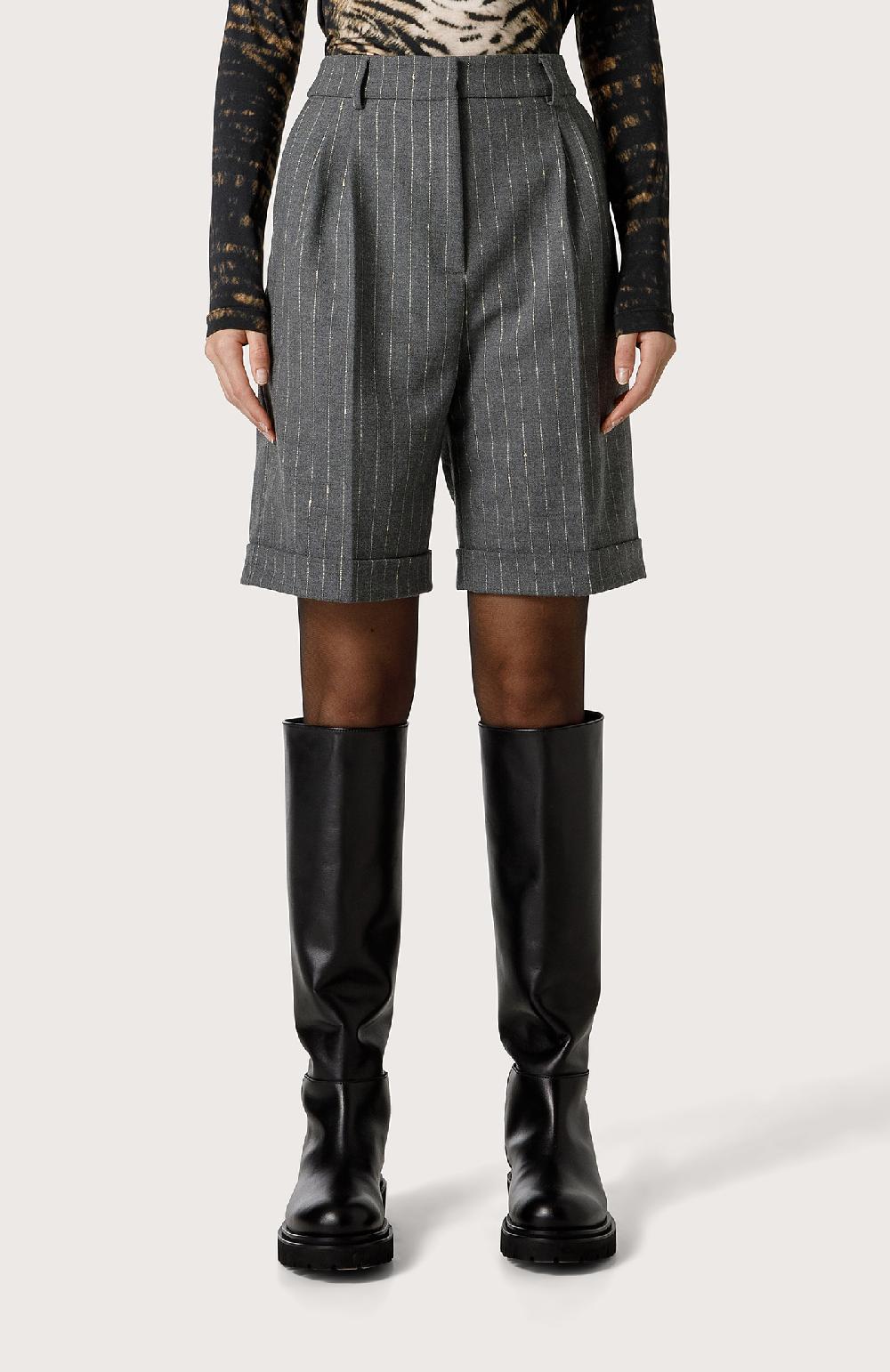 Seventy Bermuda con fiammatura in lurex - Col. Grigio Saldi Di Fabbrica