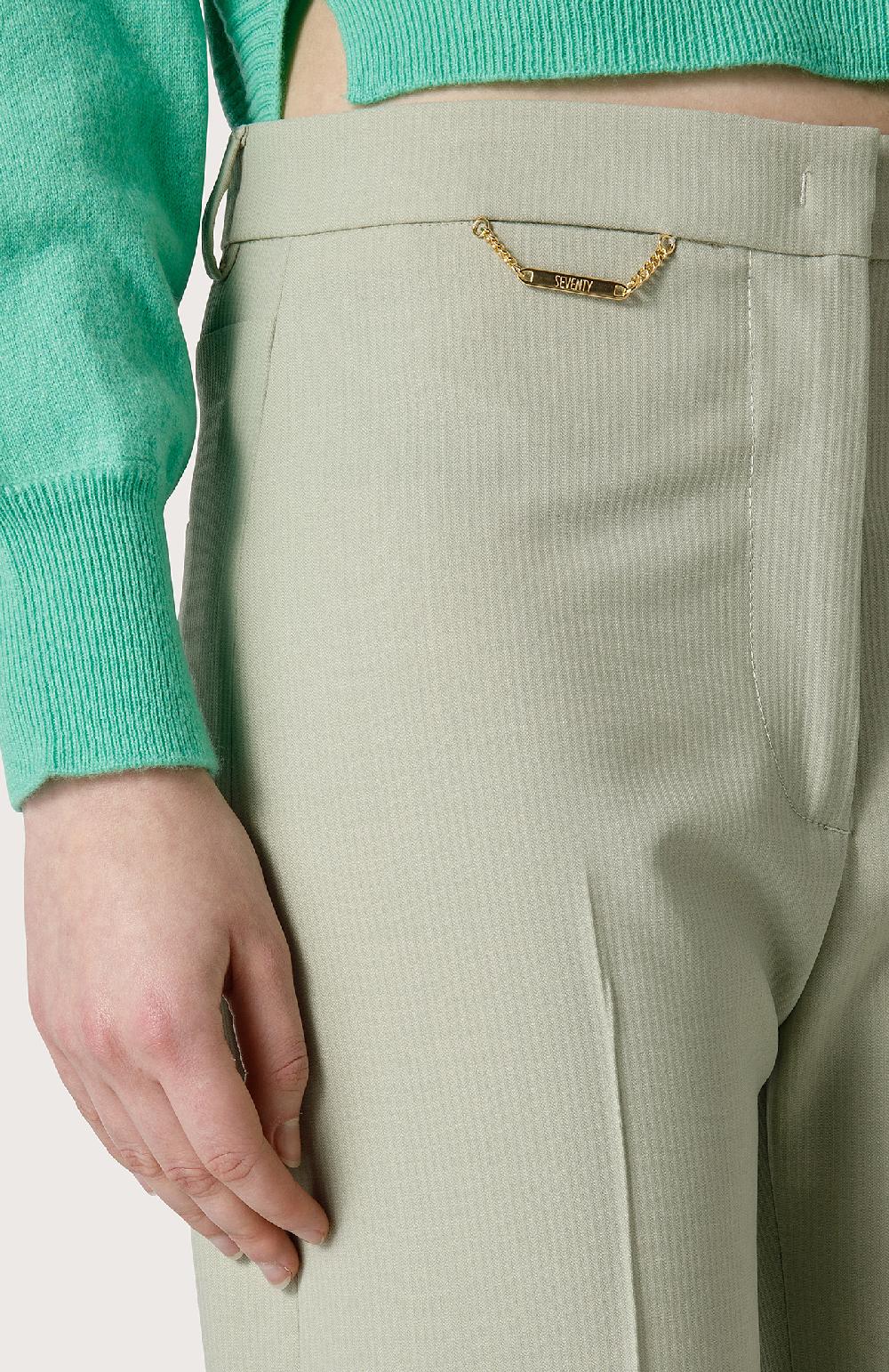 Seventy Pantalone a vita alta stretch - Col. Verde Offerta natalizia
