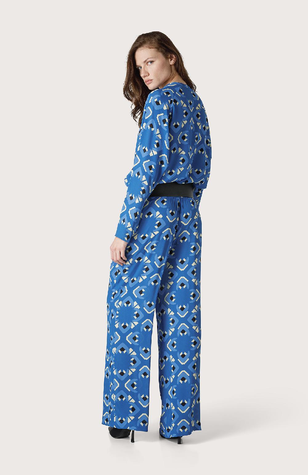 Seventy Pantalone palazzo con stampa caleidoscopio - Col. Blu Offerta temporanea