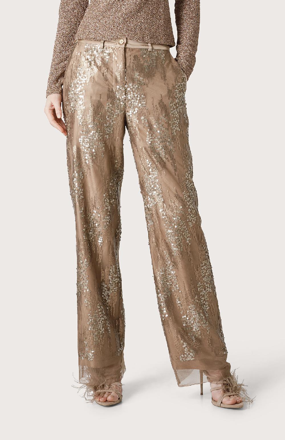 Seventy Pantalone con ricamo di paillettes - Col. Neutro Bestseller