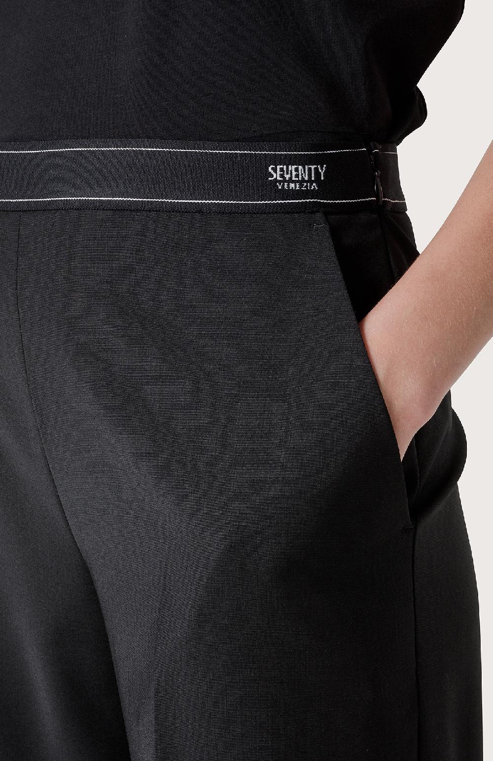 Seventy Pantalone lungo con vita in gros-grain - Col. Nero Offerta speciale della fabbrica
