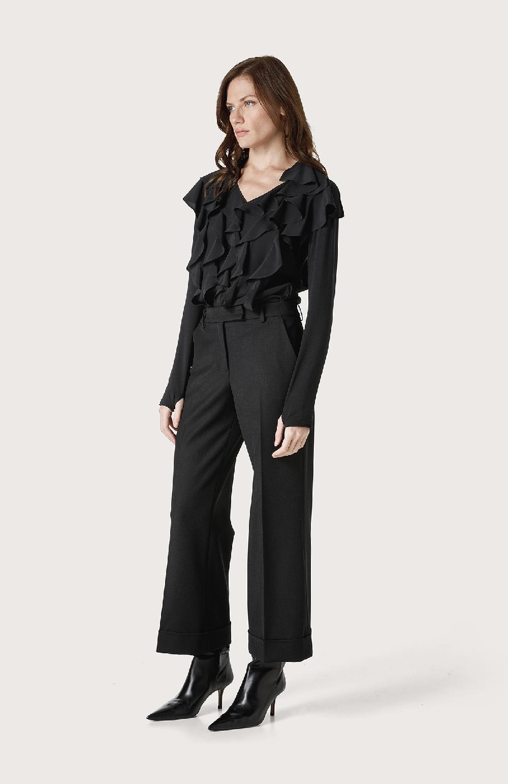 Seventy Pantalone largo con balza al fondo - Col. Nero Enormi sconti