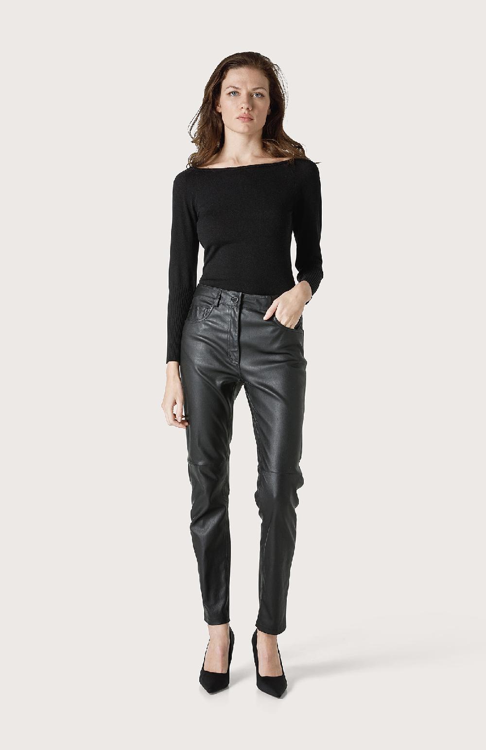Seventy Pantalone in pelle - Col. Nero Trasporto libero internazionale