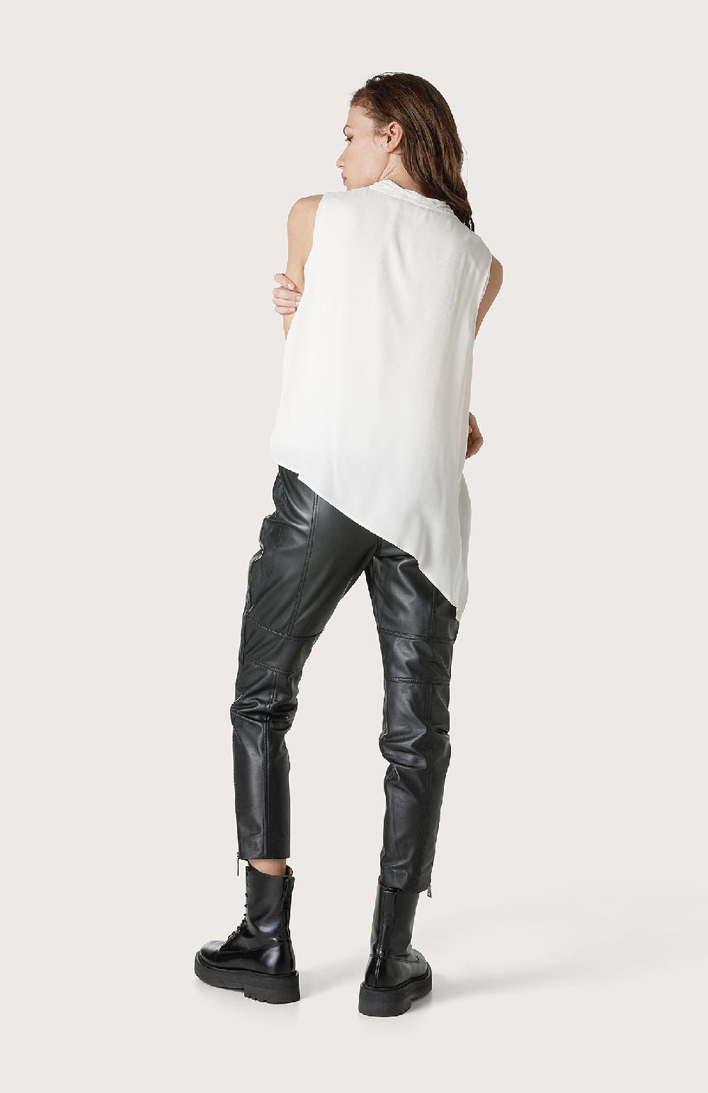 Seventy Pantalone in pelle stile bikers - Col. Nero Officina