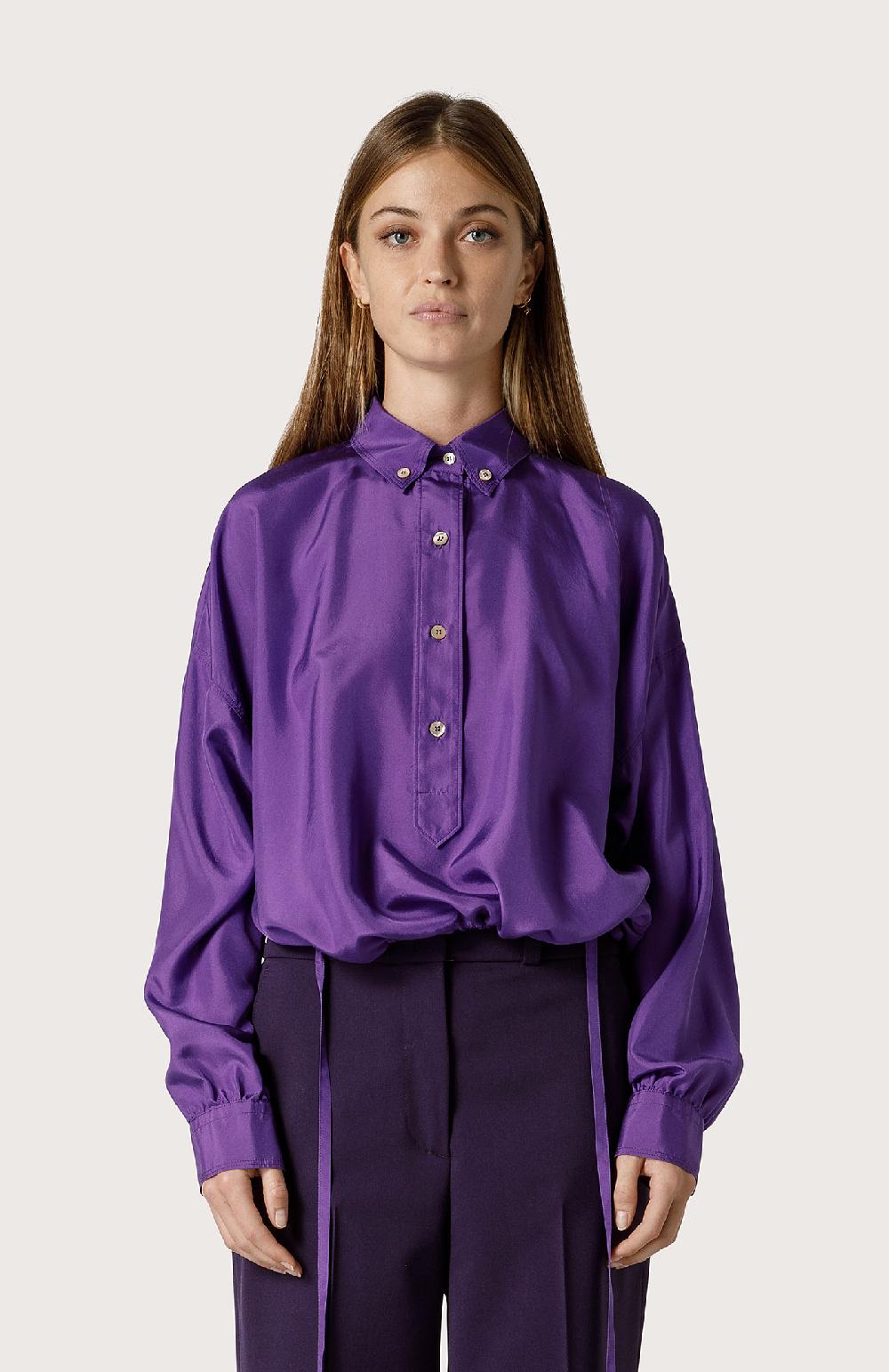 Seventy Camicia in seta con nastro - Col. Viola Promozione Limitata