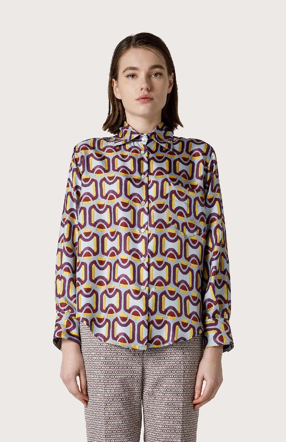 Seventy Camicia in twill di seta - Col. Blu Novità