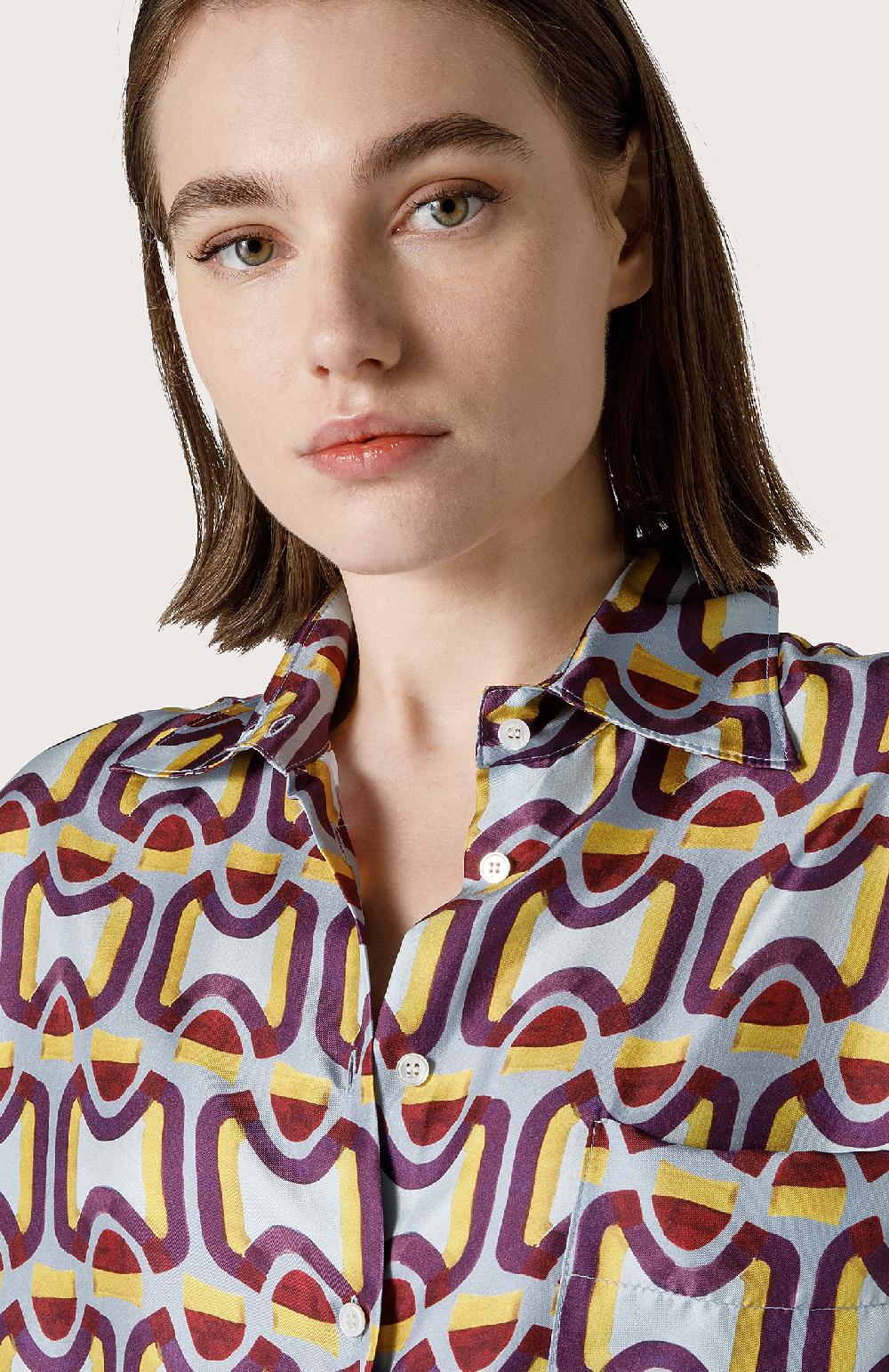 Seventy Camicia in twill di seta - Col. Blu Novità