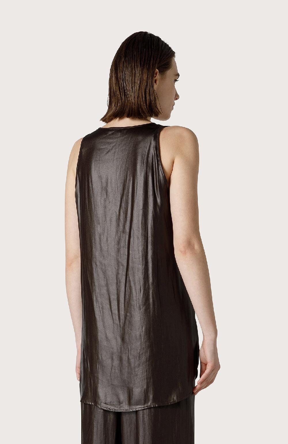 Seventy Top smanicato effetto pelle - Col. Marrone Vendita Economica