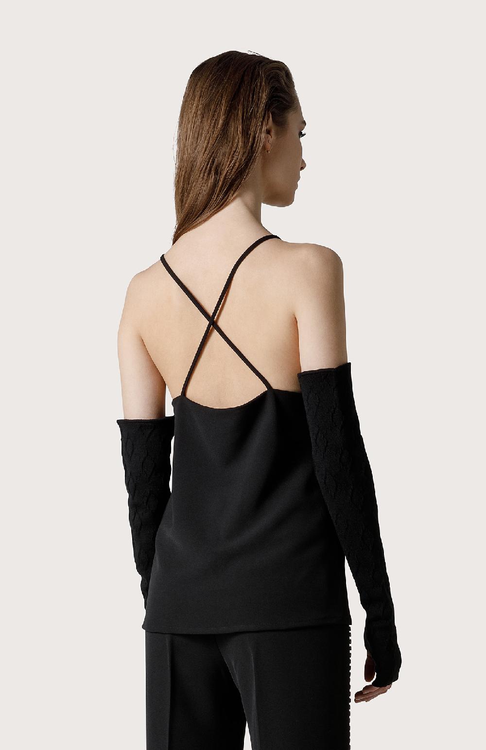 Seventy Top con cristalli - Col. Nero Saldi Di Fabbrica