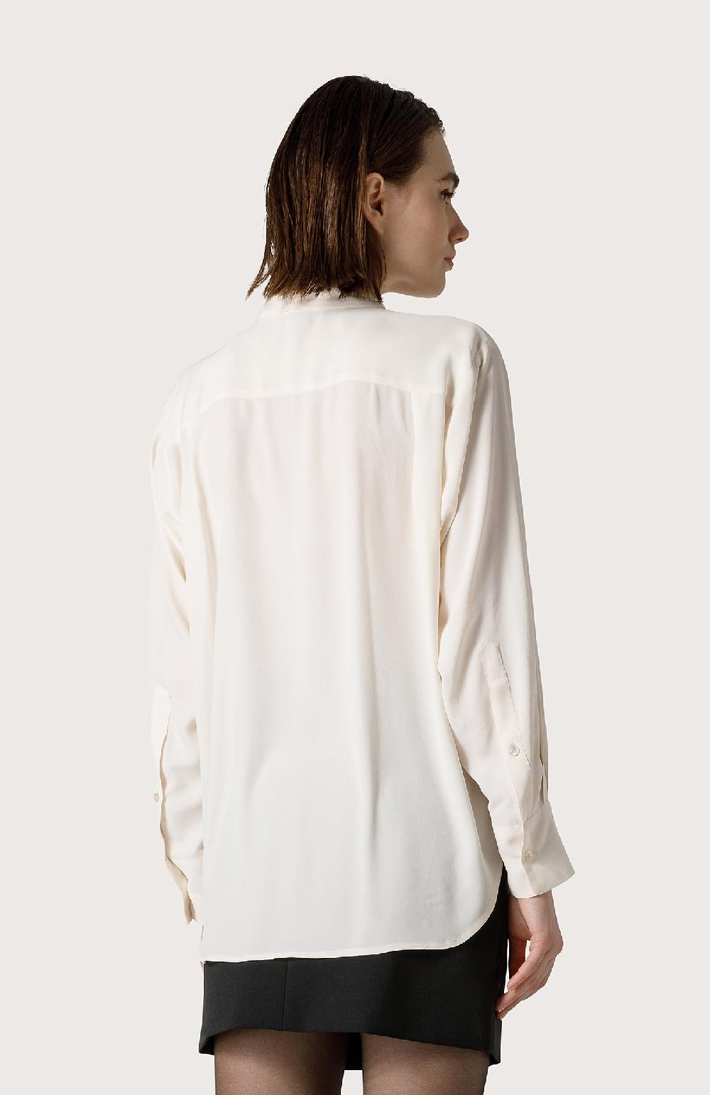 Seventy Camicia in crêpe di misto seta - Col. Bianco Grande vendita