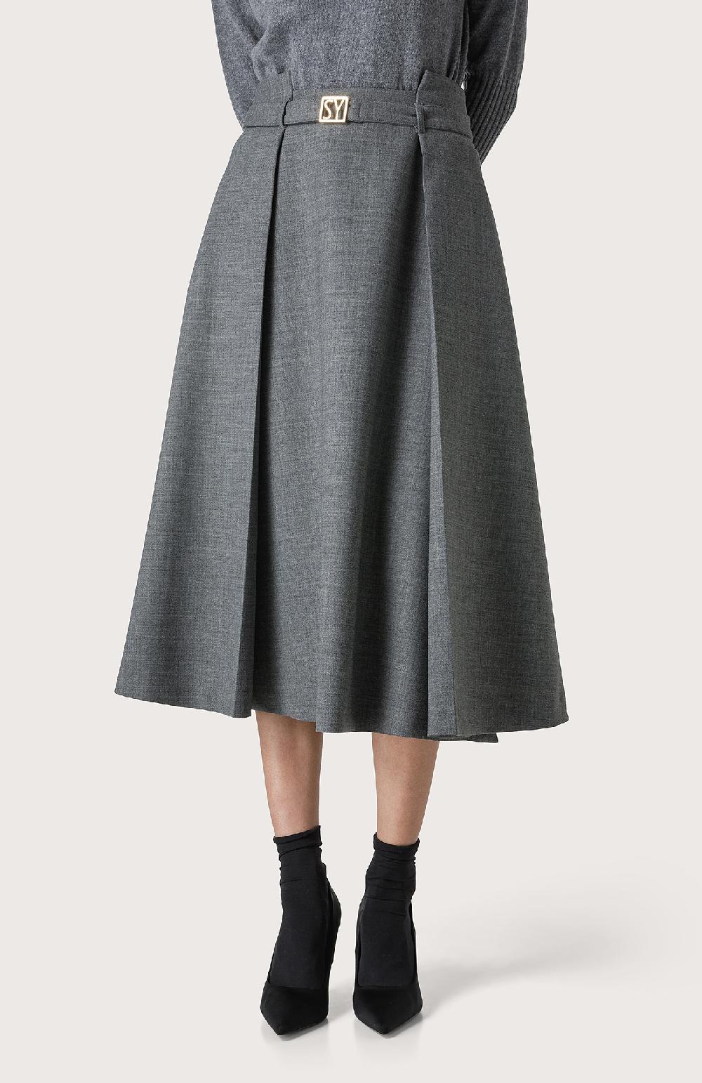 Seventy Gonna a due pieghe con spacchi - Col. Grigio Black Friday