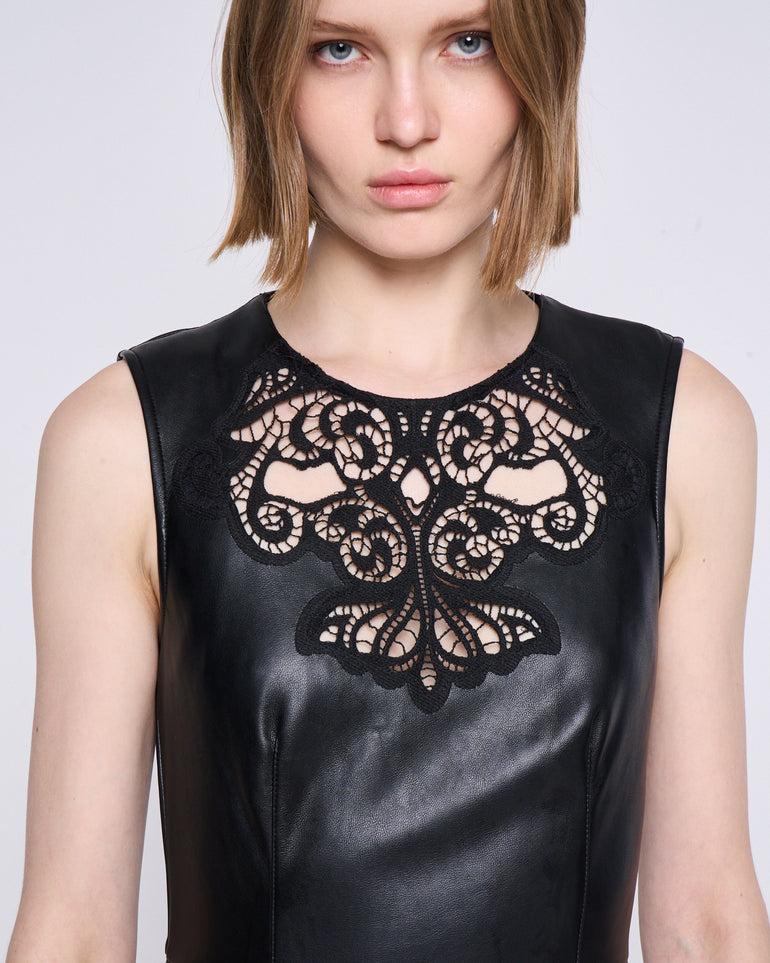Silvian Heach Abito con pizzo in ecopelle Outlet