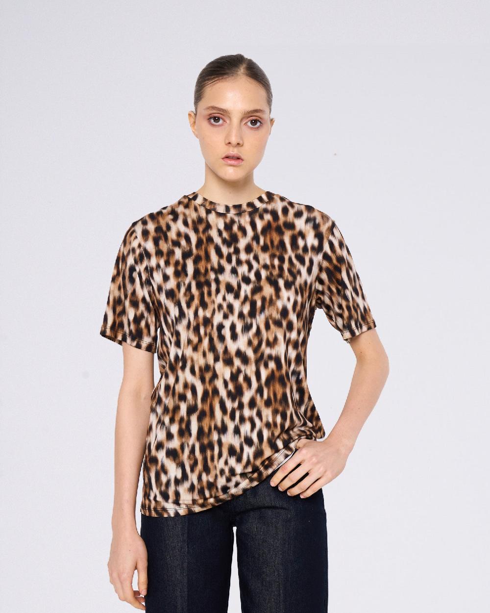Silvian Heach T-shirt oversize leopardata Nuova